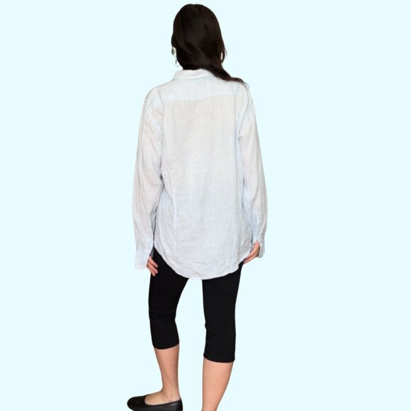 Fabindia 100% Linen Button-Up Shirt | Light Blue Long Sleeve Premium Fit Size 40 - Picture 3 of 3